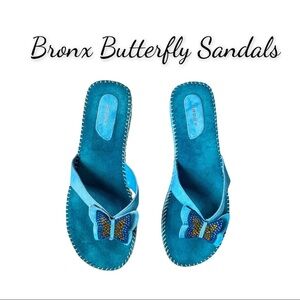 Blue Bronx Butterfly Sandals With Rhinestone Accents